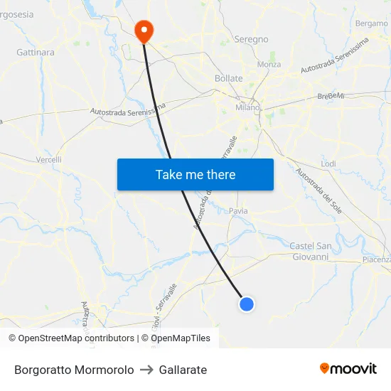 Borgoratto Mormorolo to Gallarate map