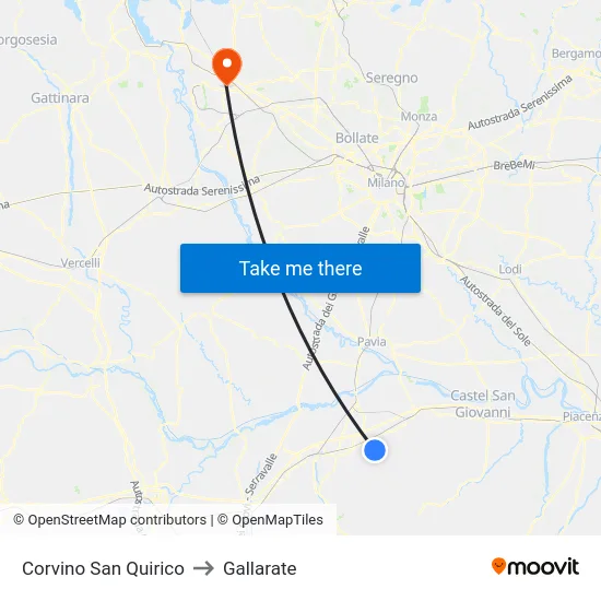 Corvino San Quirico to Gallarate map