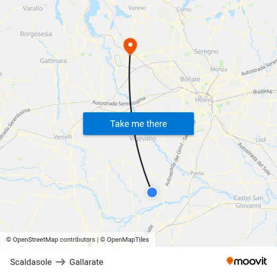 Scaldasole to Gallarate map