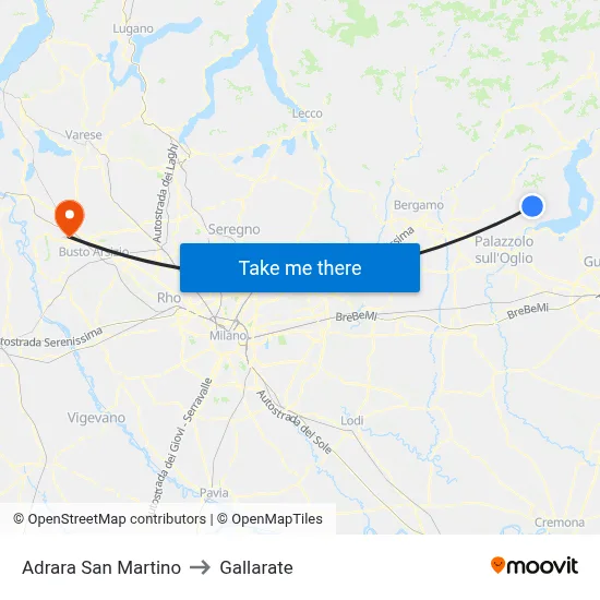 Adrara San Martino to Gallarate map