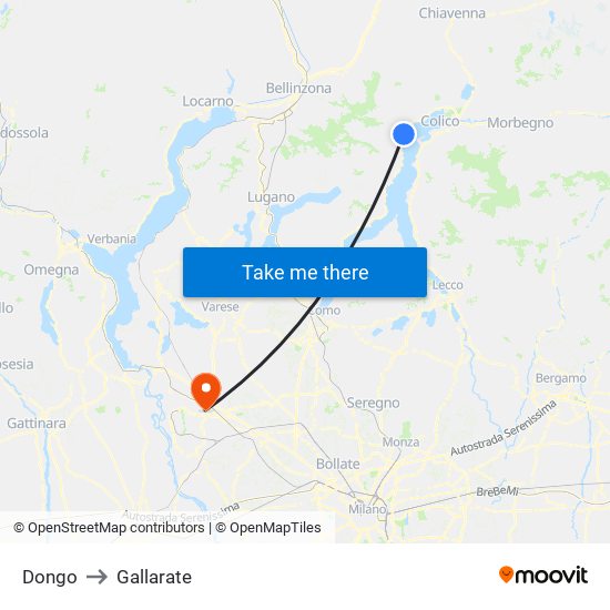 Dongo to Gallarate map