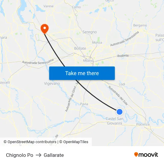 Chignolo Po to Gallarate map