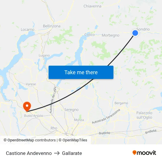 Castione Andevenno to Gallarate map