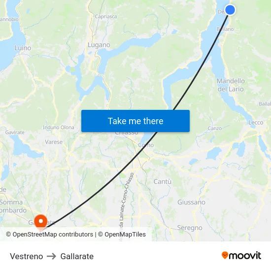 Vestreno to Gallarate map