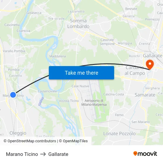 Marano Ticino to Gallarate map