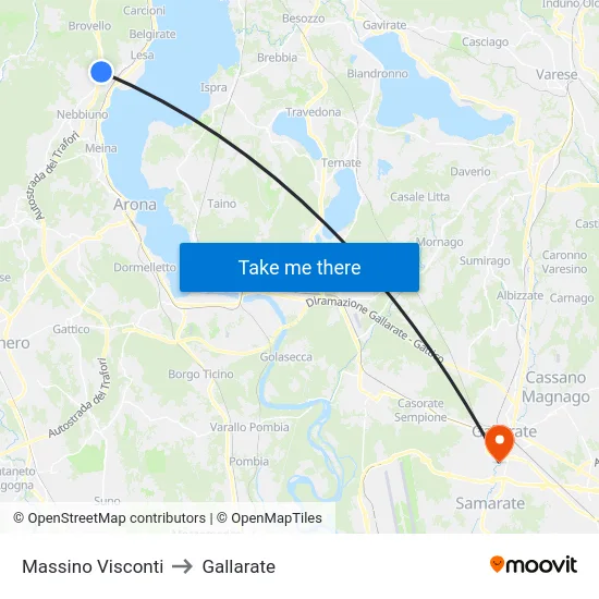 Massino Visconti to Gallarate map