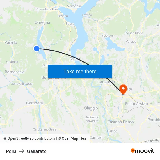 Pella to Gallarate map