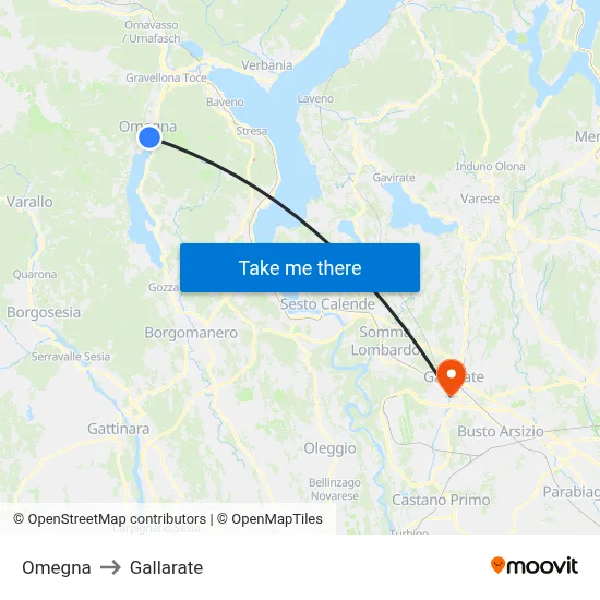 Omegna to Gallarate map