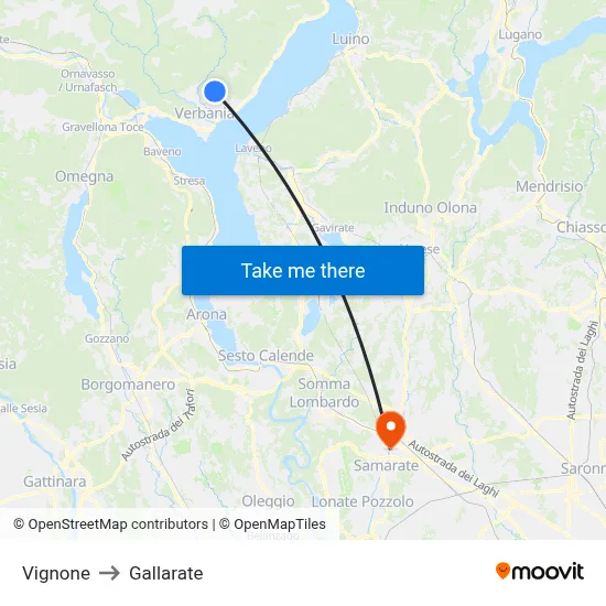 Vignone to Gallarate map