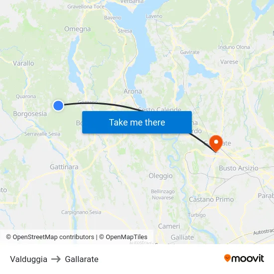 Valduggia to Gallarate map