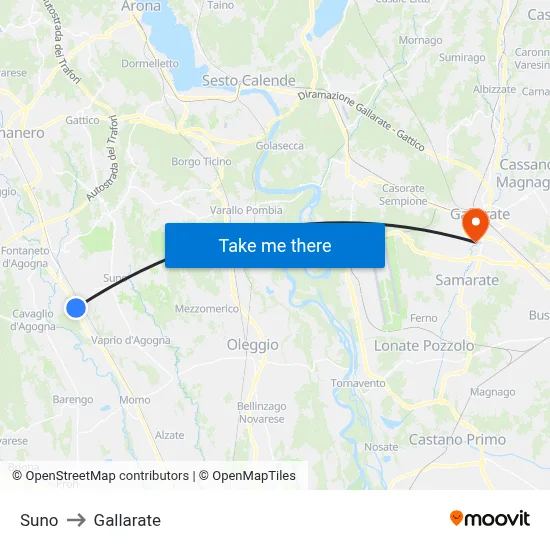 Suno to Gallarate map