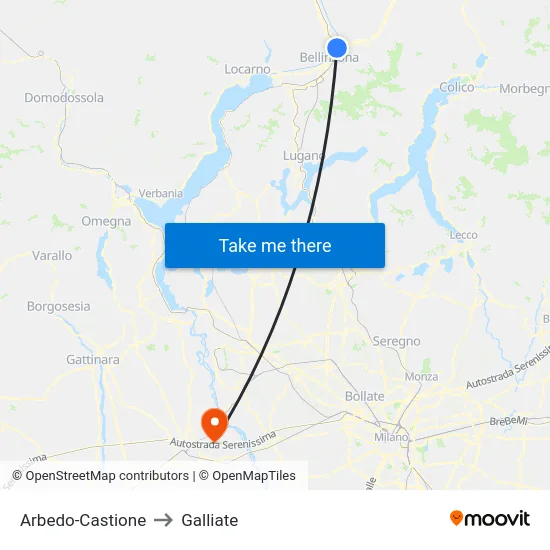 Arbedo-Castione to Galliate map