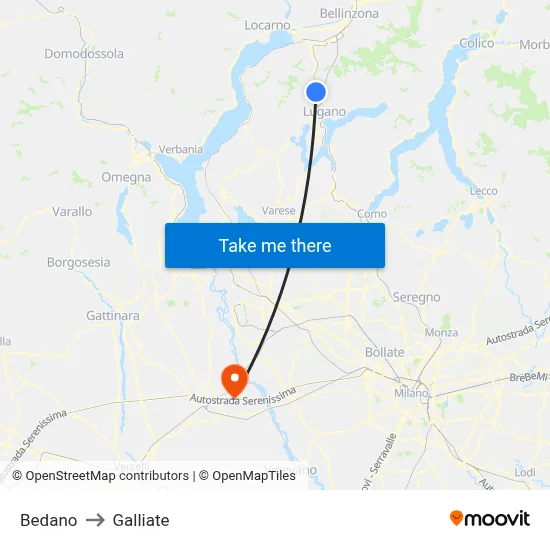 Bedano to Galliate map