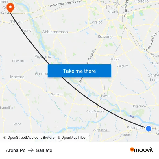 Arena Po to Galliate map