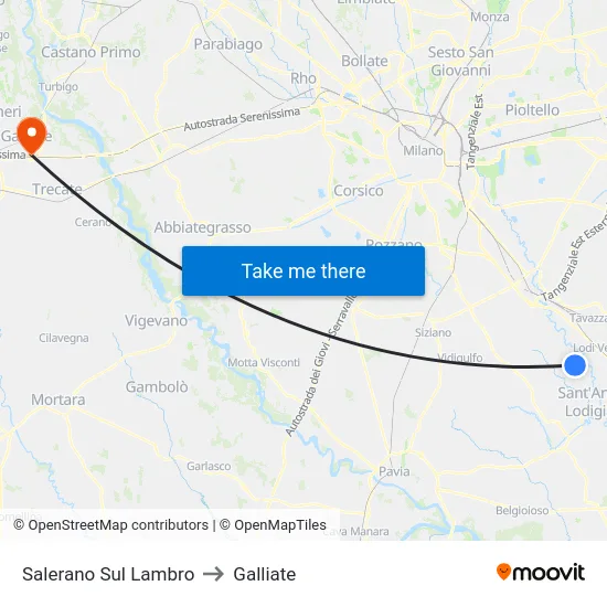 Salerano Sul Lambro to Galliate map