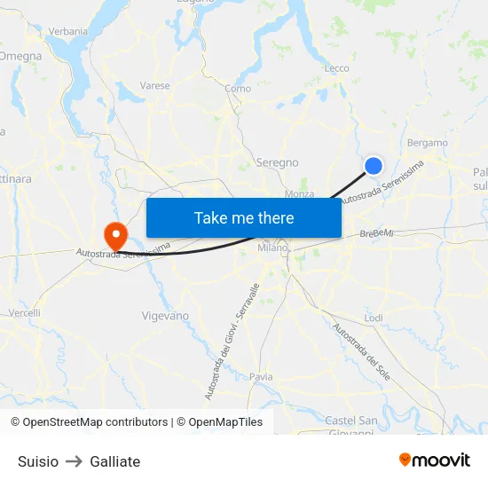 Suisio to Galliate map