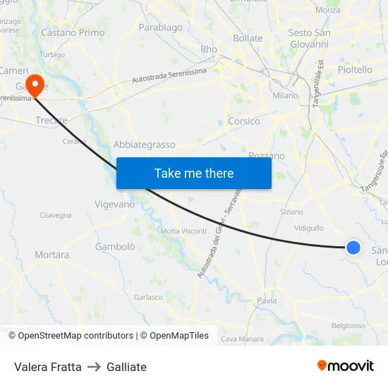 Valera Fratta to Galliate map