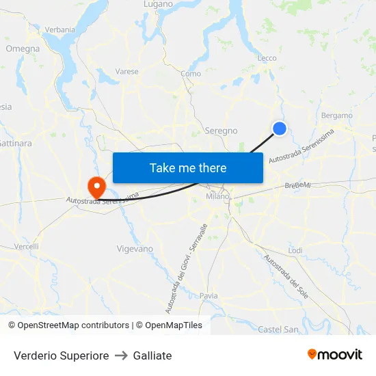 Verderio Superiore to Galliate map