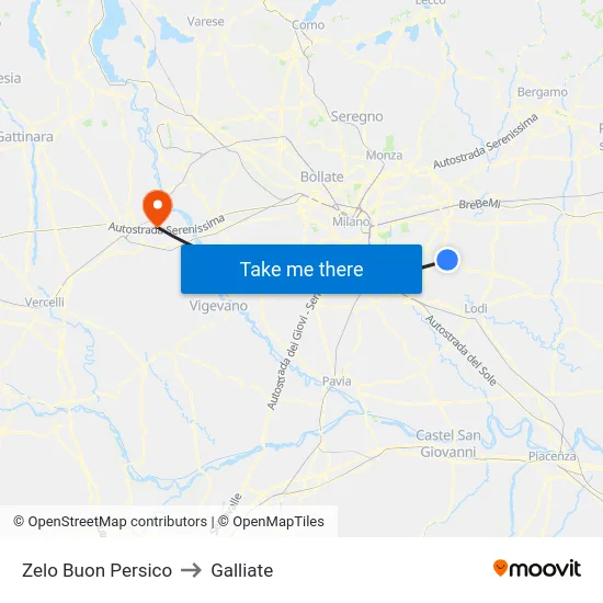 Zelo Buon Persico to Galliate map