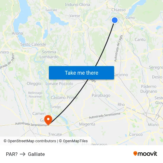 Parre to Galliate map