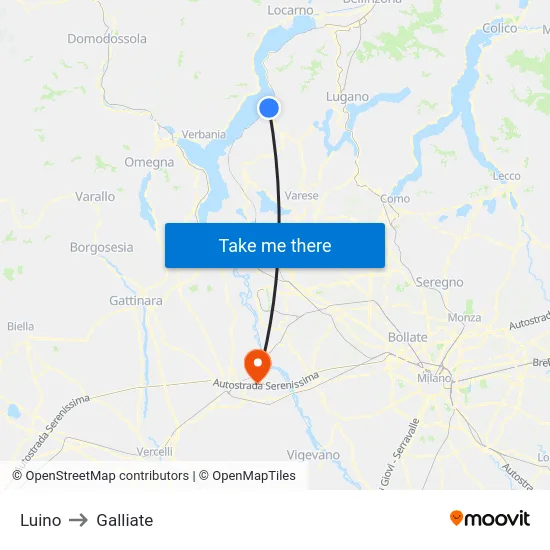 Luino to Galliate map