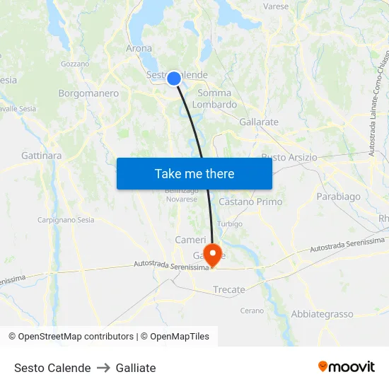 Sesto Calende to Galliate map