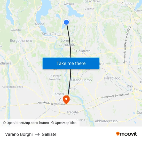 Varano Borghi to Galliate map