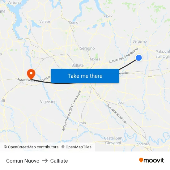 Comun Nuovo to Galliate map