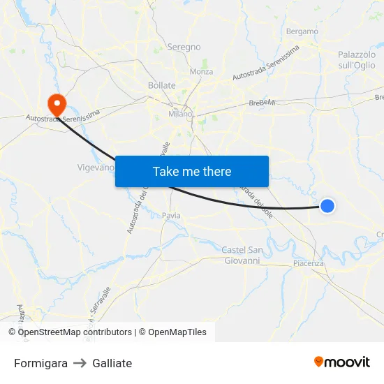Formigara to Galliate map