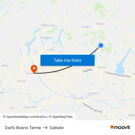 Darfo Boario Terme to Galliate map