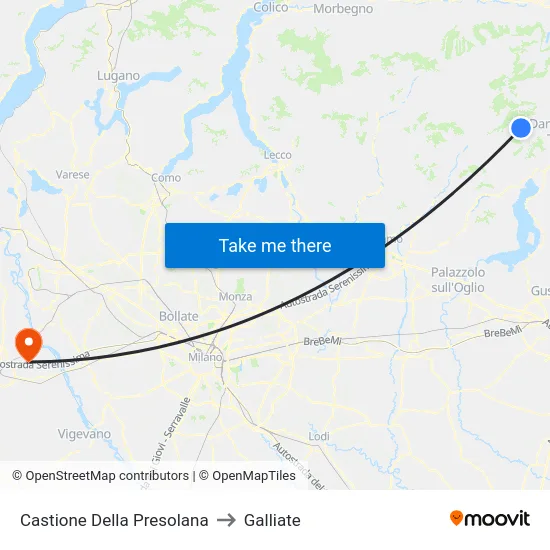 Castione Della Presolana to Galliate map