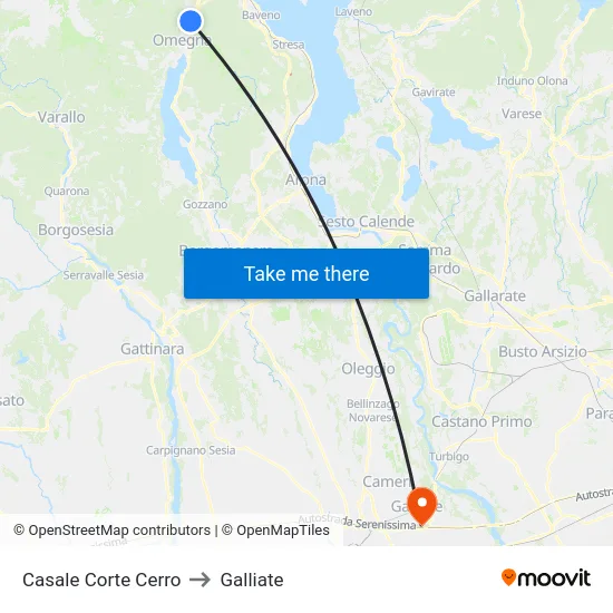 Casale Corte Cerro to Galliate map