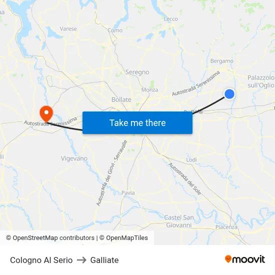 Cologno Al Serio to Galliate map