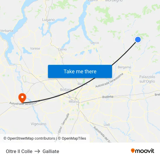 Oltre Il Colle to Galliate map