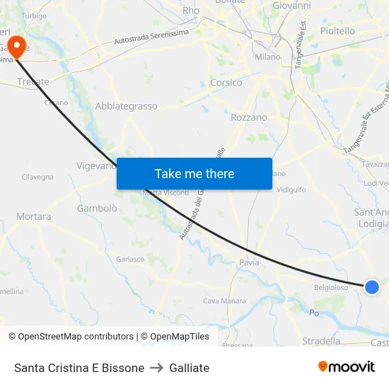 Santa Cristina And Bissone to Galliate map