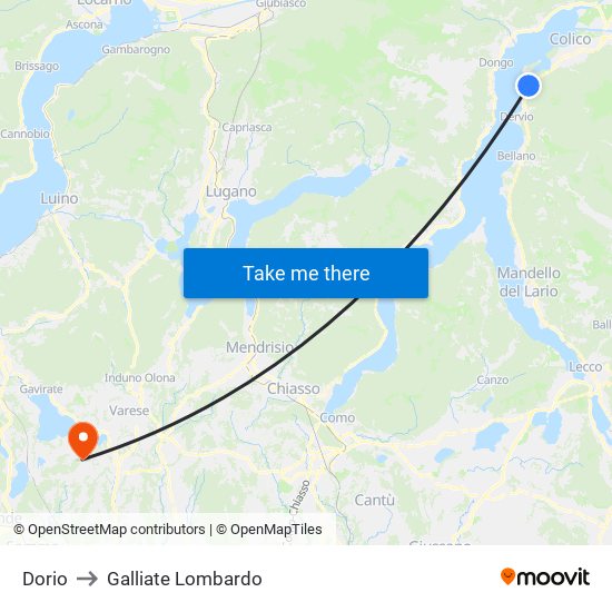 Dorio to Galliate Lombardo map