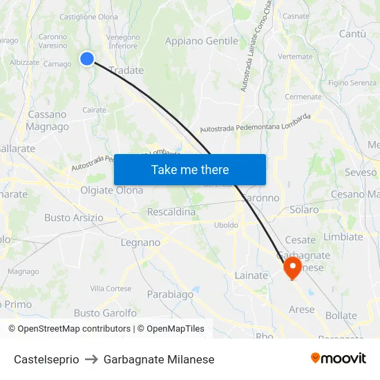 Castelseprio to Garbagnate Milanese map