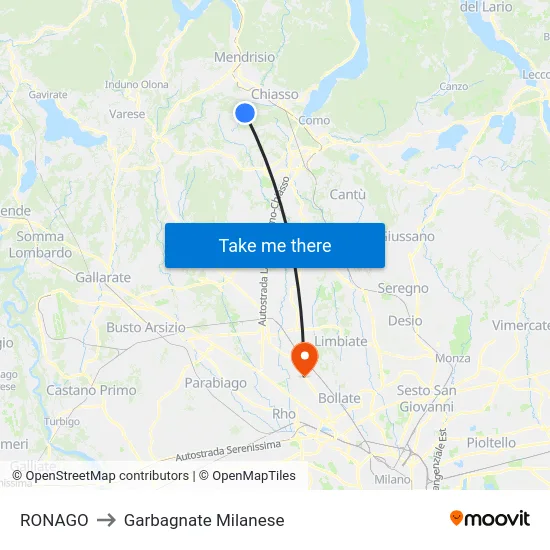 RONAGO to Garbagnate Milanese map