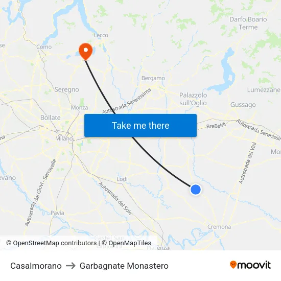 Casalmorano to Garbagnate Monastero map