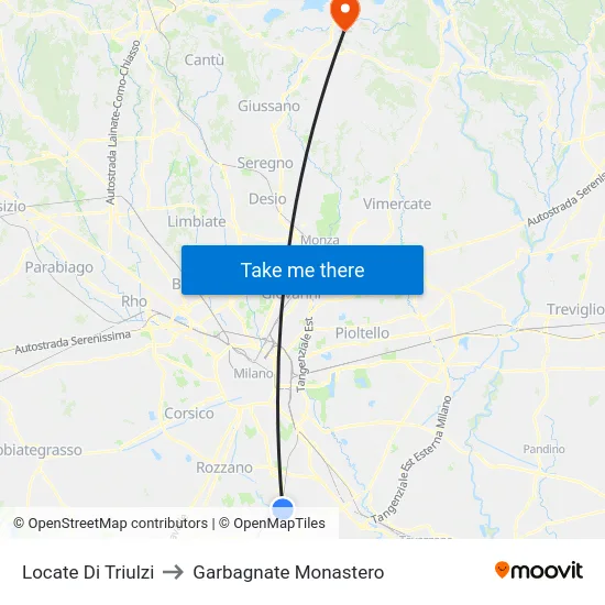 Locate Di Triulzi to Garbagnate Monastero map