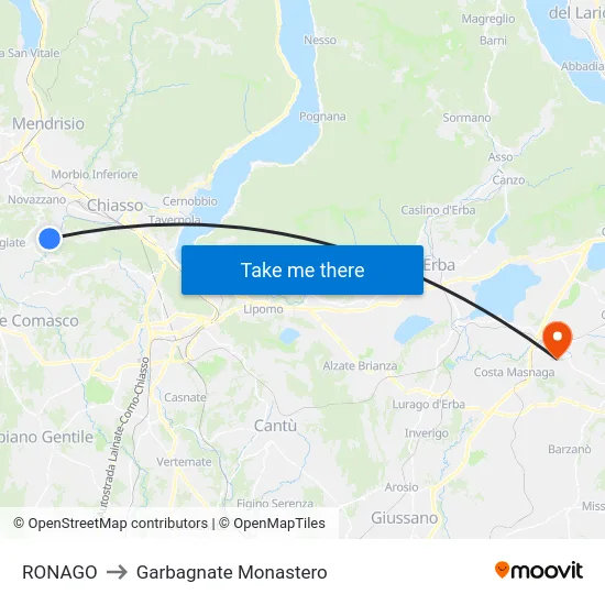 RONAGO to Garbagnate Monastero map