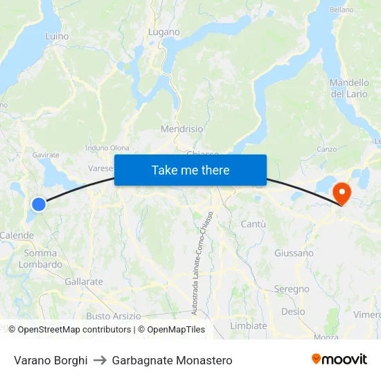 Varano Borghi to Garbagnate Monastero map