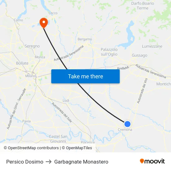Persico Dosimo to Garbagnate Monastero map