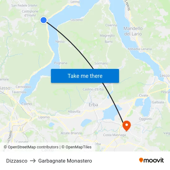 Dizzasco to Garbagnate Monastero map