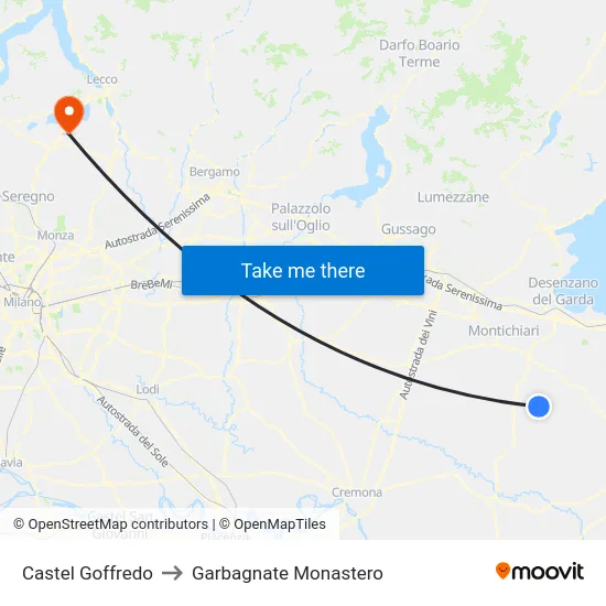Castel Goffredo to Garbagnate Monastero map