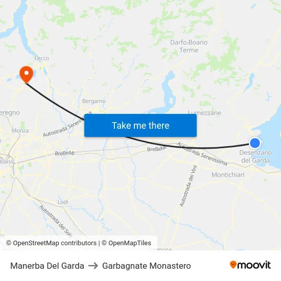 Manerba Del Garda to Garbagnate Monastero map