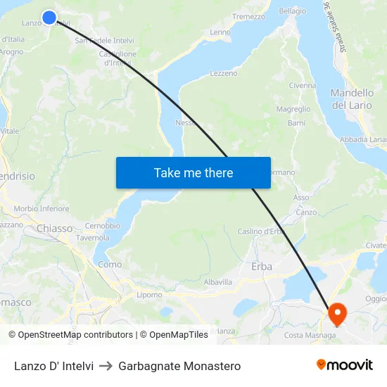 Lanzo d'Intelvi to Garbagnate Monastero map