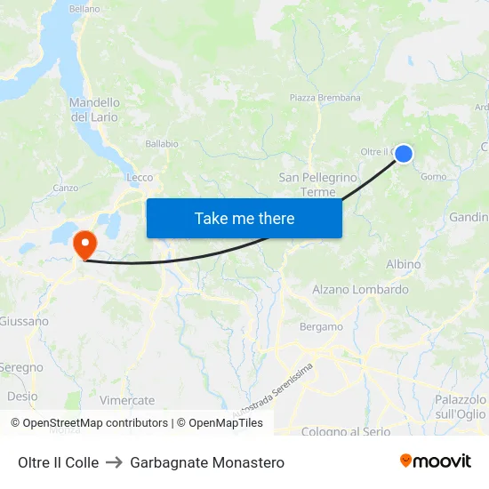 Oltre Il Colle to Garbagnate Monastero map