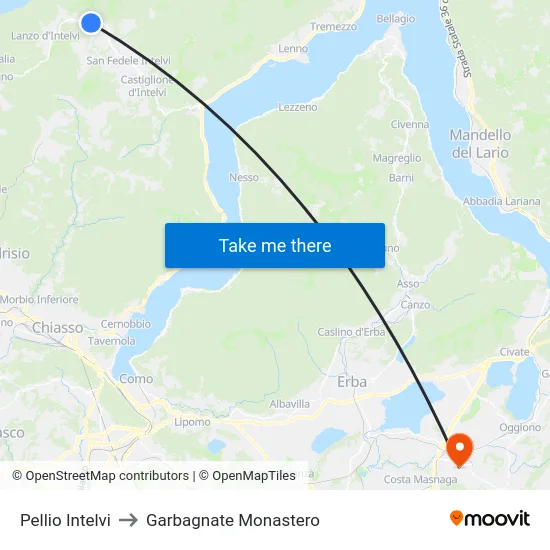 Pellio Intelvi to Garbagnate Monastero map
