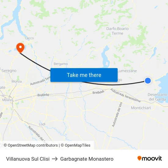 Villanuova Sul Clisi to Garbagnate Monastero map